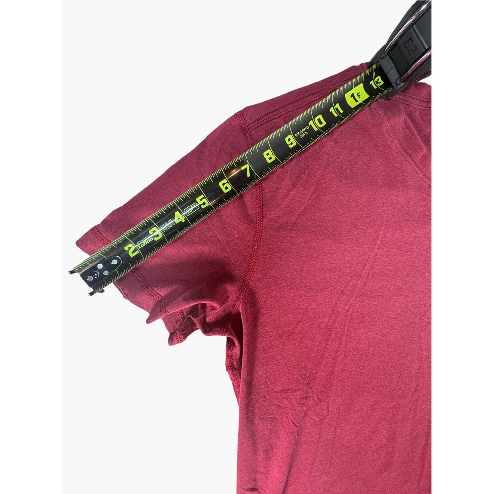 Lululemon V-Neck T-Shirt Mens M Burgundy Excellent Heathered Short Sleeve Tee - Picture 5 of 9